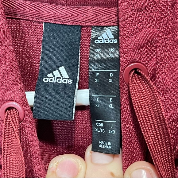 Adidas Men's Typography Tonal-Print Track Hoodie Sweatshirt Brick Red Size XL - Picture 8 of 14